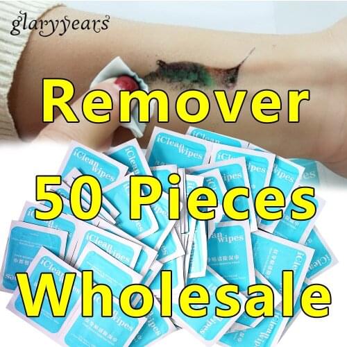 Glaryyears 50 Pieces Wholesale Temporary Tattoo Remove Clean Wipes Pad Professional Disposable Makeup Tool Cleansing Wipes Sefe