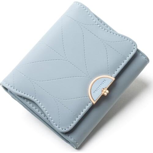 New Women Brand Fashion Letter Wallets Female Short Flower Hasp Coin Purses Ladies Pu Leather Clutch Card Holder