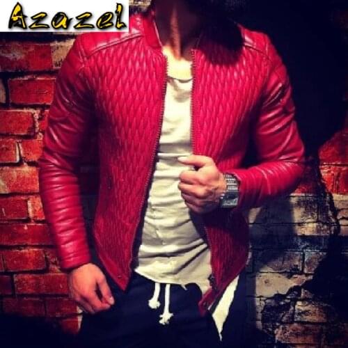 New Arrivals 2019 Flight Mens Leather Jackets and Coats Red and Black Color Plus Size XXXL Men Man PU Overcoats For Spring B147