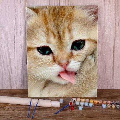 Animal Cat DIY Painting By Numbers Complete Kit Acrylic Paints 50*70 Paiting By Numbers New Design For Handiwork