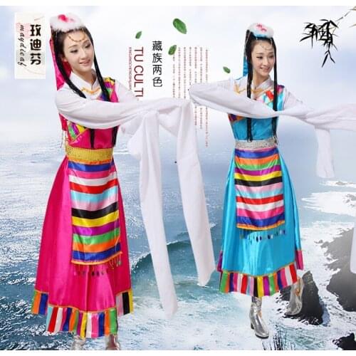 Dance clothes Costume Tibetan gowns dress Women clothing Tibetan Womens Dance Costume Clothes Ladies Miao Clothing Hmong