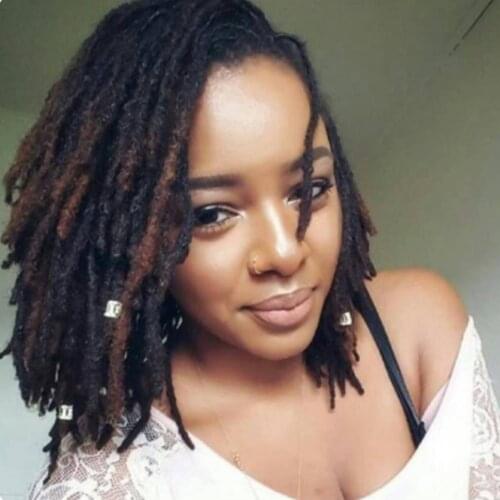 Dreadlock Wig Ombre Blonde Black Synthetic Wigs Hair Short Afro Kinky Curly Braid Wigs For Women Roll Twist Heat Fiber Hair Wig