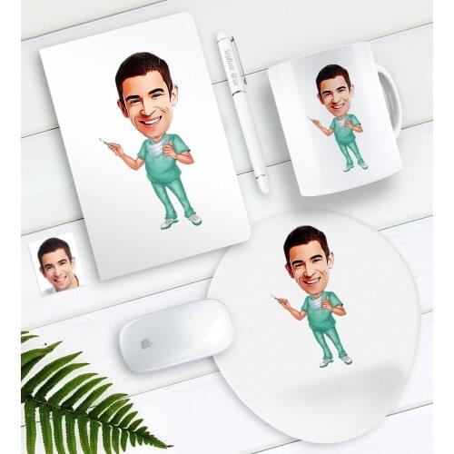 Personalized Mr Cerrah Caricature Of Notebook Pen Mug Mouse Pad set