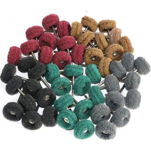 56Pcs Brush Scouring Pad Abrasive Wheel Nylon Fiber Grinding Sanding Head Buffing Polishing Wheel Set