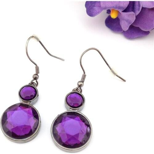 Purple water drop Hoist shape crystal-earring Brinco cc allied express wedding engagement jewelry