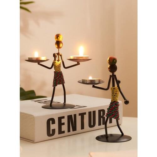 Nordic Candlestick Retro Creative Iron Craft Decorations National Doll