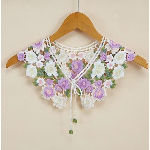 Fairytale Decorative Fake Collar Lace Shawl Wrap Embroidery Floral Capelet Dickey Mini Cape Women Detachable Necklace