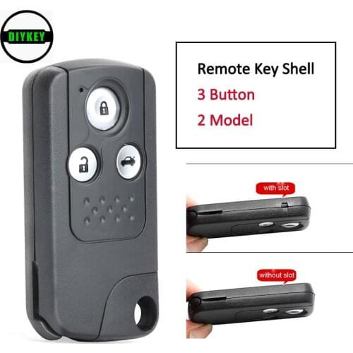 DIYKEY Replacement Smart Remote Key Shell Case Fob 3 Button with Slot / without Slot for Honda Civic 2012 2013 2014 2015