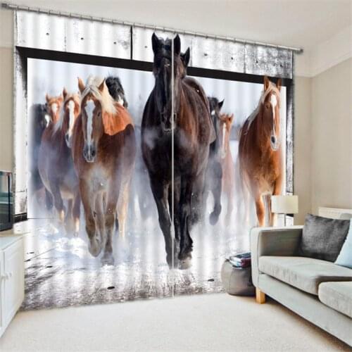 Modern Luxury running horse 3D Blackout Window Curtains For Bedding room Living room Home Wall decorative Hotel Drapes Cortinas