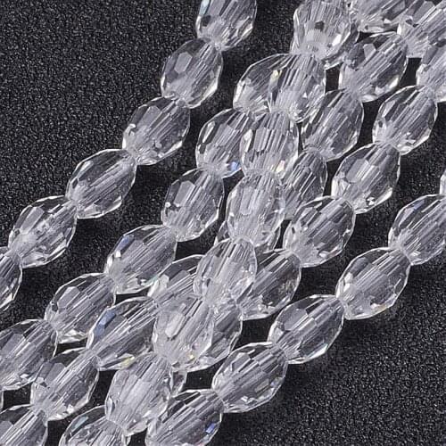 10/strand Glass Beads Strands Spacer Beads for Necklace Bracelet Jewelry Making Accessories DIY Clear Faceted Oval