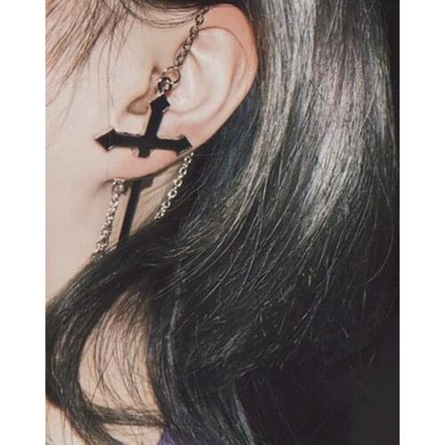 SUMENG 2020 New Fashion 1PC Cross Drop Earrings Long Chain Cross Zipper Drop Earrings Party Punk For Women Men Jewelry Gift