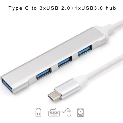 Universal Metal USB C HUB Type C to 3x USB 2.0 + USB 3.0 4 Port Splitter Adapter HUB For Laptop PC Computer Mobile Phone Tablet