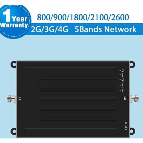 5 bands signal booster 2g voice 3g 4g network amplifier 800/900/1800/2100/2600 mobile phone repeater lte cellular lintratek S20