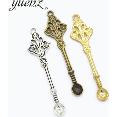 YuenZ 6pcs 3 colour Charms Spoon Antique silver Plated Pendants alloy Jewelry Making DIY Handmade Craft 60*15mm J387