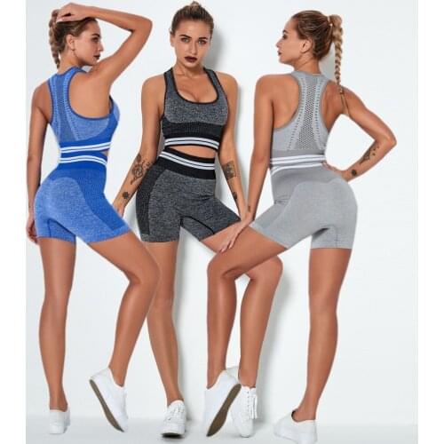 Yoga Shorts Sets Women Seamless Sports Suit Gym Clothes Fitness Sports Set Clothing Athletic Bra Top Sexy Workout Set Outfits