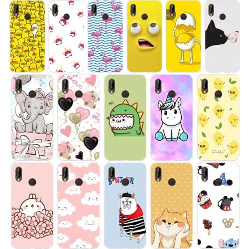 105AA Lovely animals Silicone TPU Protective Cover Phone Case On For Huawei P20 30 Pro Lite Case Soft