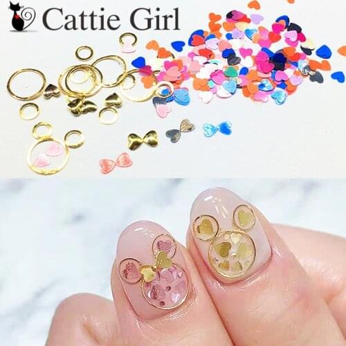 1 Box Mouse Metal 3D Nail Decorations Zircon Diamond Nail Paillette Heart Accessories Shell Manicure Japanese Design