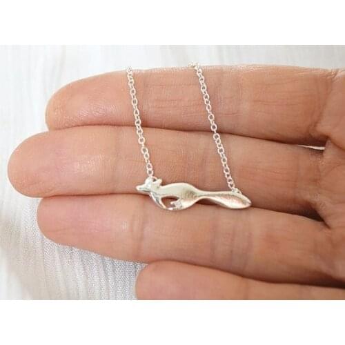 10PCS Cute Running Fox Necklaces Tiny Forest Focks Fox Tail Shape Pendant Chain Necklace Minimalist Animal Jewelry for Women