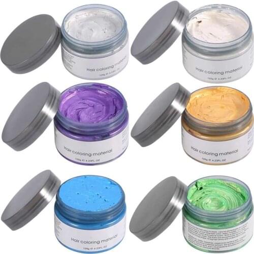 120g Hair Color Styling Promades Wax Silver Ash Grey Strong Hold Temporary Hair Dye Gel Mud EasyWash Hair Coloring Wax Accessory