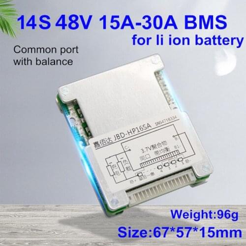 14S 48V BMS 25A 30A li ion lithium battery protection board for scooter ebike electric bicycle tricycle UPS power battery