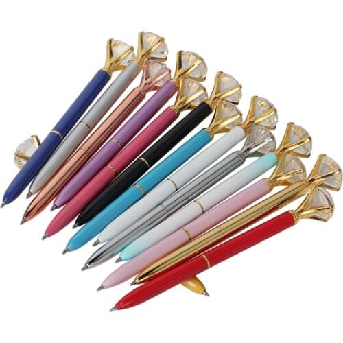 22Colors Crystal Ballpoint Pen Fashion Girl 19 Carat Large Diamond Metal Pen Material Escolar Bolis Escolares Kawaii Novelty Pen