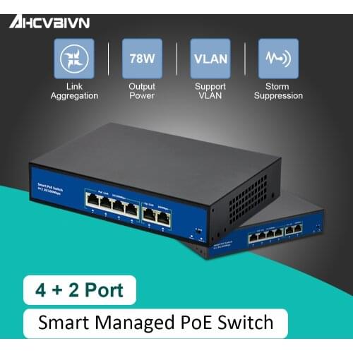 4 Port PoE switch for ip camera with 2 port 100M uplink 1 port SFP PoE Ethernet Switch PoE 52V switch
