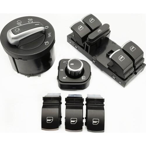5ND941431A Headlight Window Chrome Power Side Mirror Switch For Golf 5 6 Jetta 5 6 Passat B6 Touran Tiguan Scirocco Amarok