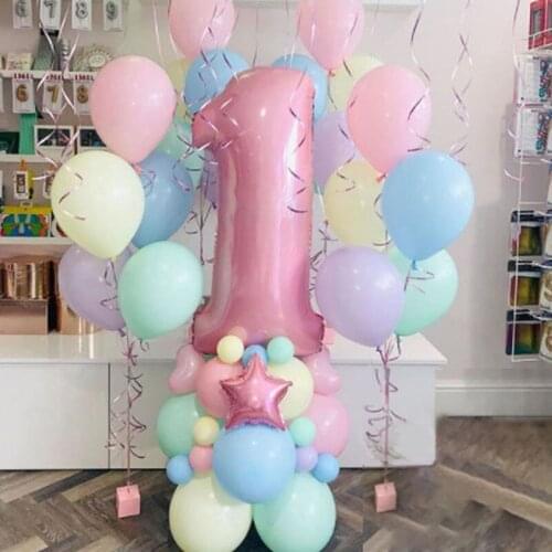63pcs Pink 1st 2nd 3rd Number Balloon Pack Macaroon Latex Balloons Air Balons Party Wedding Baby Shower Birthday Event Decor
