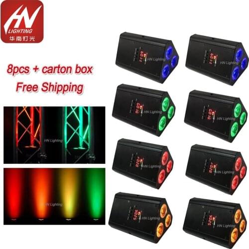 8pcs 3x18W RGBWA+UV 6in1 Battery powered Wireless par cans uplights Truss lighting