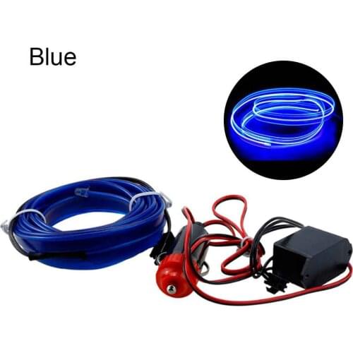 Car LED Light Interior Lighting Auto LED Strip EL Wire Rope Tube Line Flexible Neon Lights with 12V Cigarette Lighter Drive 5M