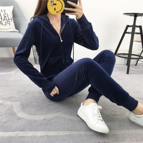 Velvet Tracksuit Women Sweatshirt + Sweatpants Sportswear 2021 Brand Warm Soft Fabric Design Two Piece Set Female Tracksuits