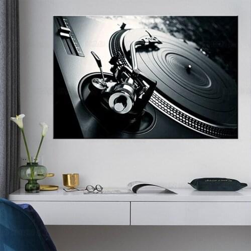 Black and Whiter DJ TURNTABLE MUSIC poster canvas wall art decor