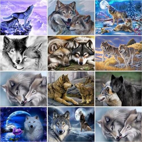 DIY 5D Wolf Diamond Painting Cross Stitch Full Drill Round Rhinestones Animal Diamond Embroidery Mosaic Atr Gift Home Decor
