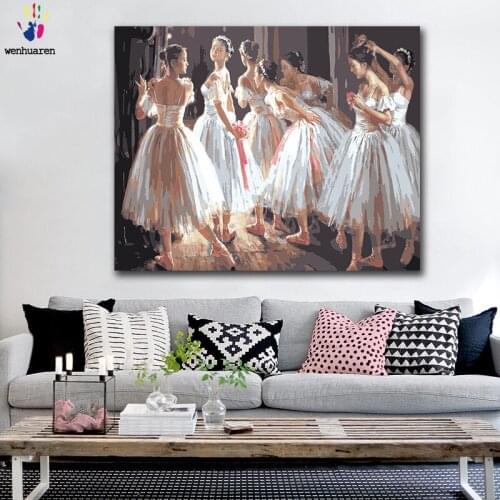 DIY colorings pictures by numbers with colors Ballet girl coming soon picture drawing painting by numbers framed Home