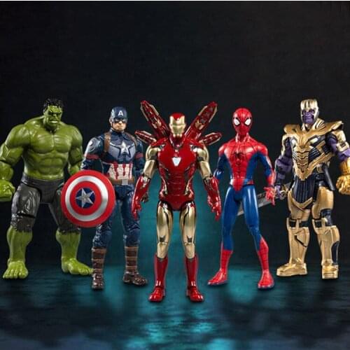 Disney Marvel Avengers Iron Man Spiderman American Captain Hulk Thanos 35.6cm Heroes Figure Doll Model Deco Children Toy Gift