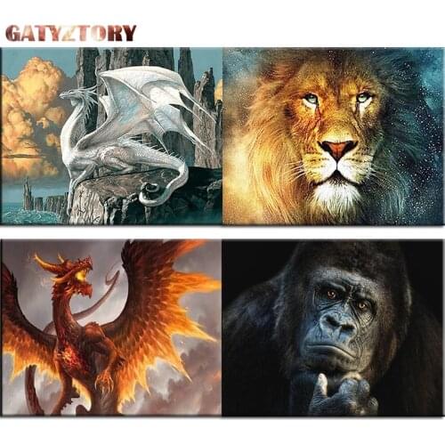 GATYZTORY 5D DIY Diamond Painting Kits Accessories Mosaic Animals Dragon Hobby Rhinestone Handmade Kits Pattern Home Decor
