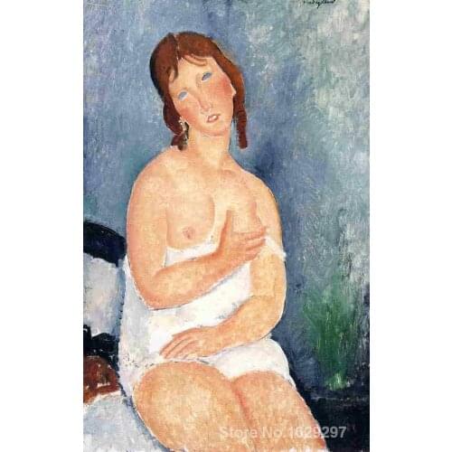 Naked Painting modern The Dairymaid (aka Red Haired Young Woman in Shift) by Amedeo Modigliani Canvas High quality Hand painted