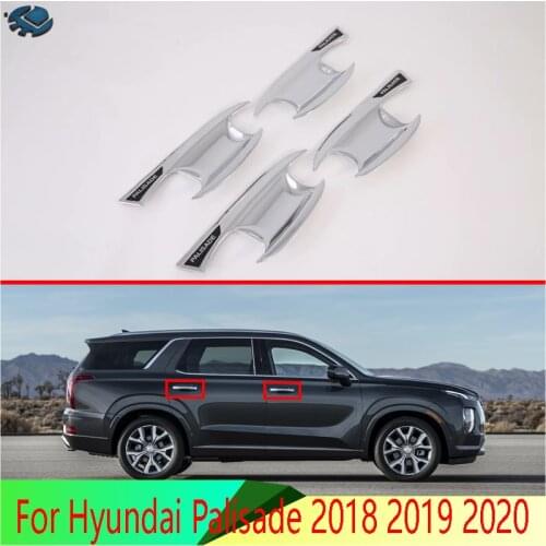 For Hyundai Palisade 2018 2019 2020 ABS Chrome Door Handle Bowl Cover Cup Cavity Trim Insert Catch Molding Garnish
