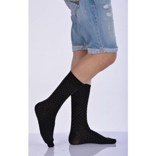 Idilfashion Male Pattern Bamboo Socket Socks-Black-E-ART217 (3'LÜ PACKAGE)