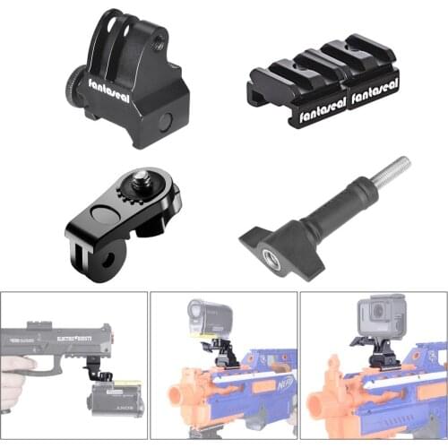 Gun Rail Mount Kit Aluminum Gun Rail Adapter Picatinny Nerf Gun Mount for Airsoft Carbine Gun for Gopro Sony SJCAM Action Camera