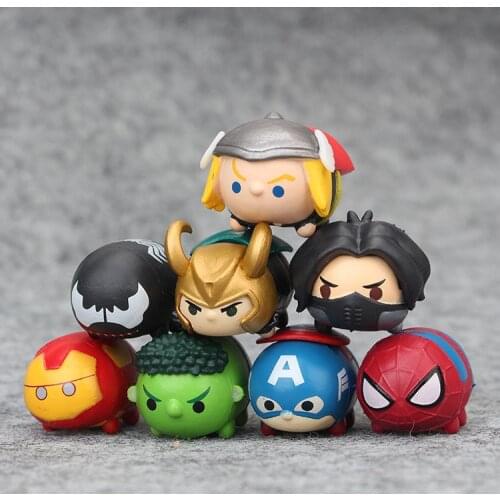 Disney Tsum Tsum Dolls 8Pcs/Lot The Avengers Spiderman Venom Iron Man Hulk Thor Captain Cute Mini Action Figure Doll