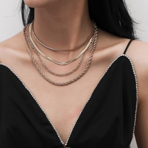 Hip Hop Punk Miami Cuban Letter Pendant Alloy Necklace for Men and Women Fashion Creative Simple Snake Bone Chain