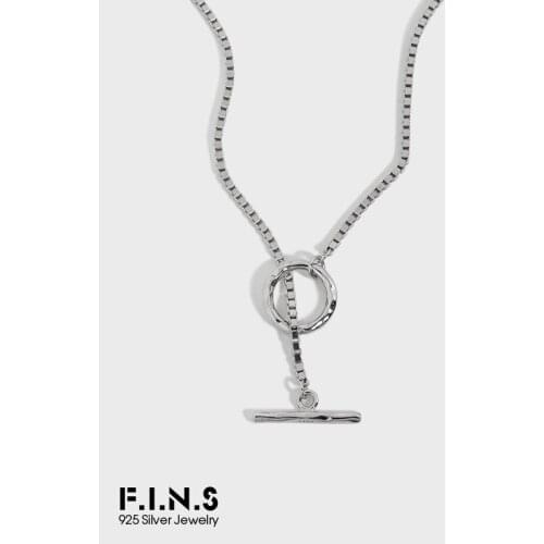F.I.N.S Minimalist OT Buckle Box Chain S925 Pure Sterling Silver Necklace Circle Bar Adjustable Chain Necklace Fine Jewelry