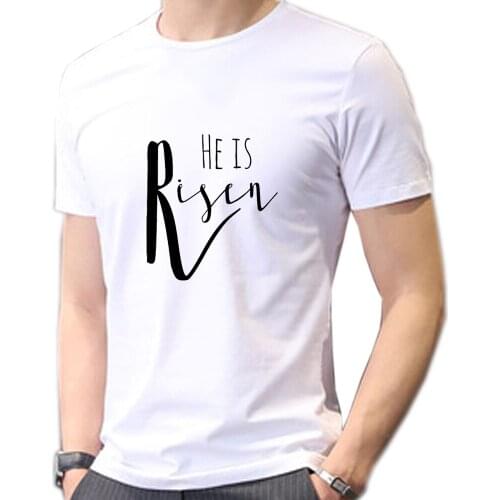 Mathew 28:6 - He is Risen - Men T Shirts Easter Quote Bible Verse For School Student Fashion Christ Male Clothing Short Sleeve