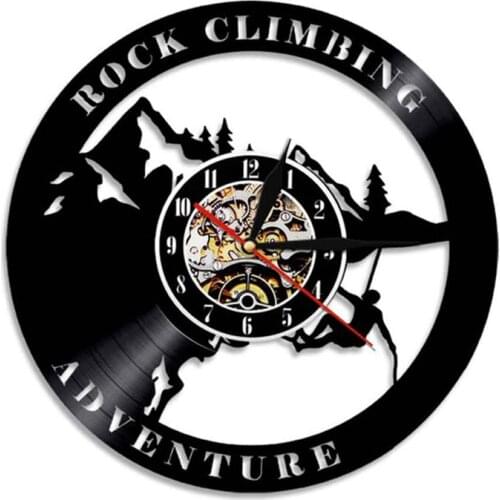 Rock On Climbing Decorative Lighting Travelling Adventure Vinyl Record Wall Clock Hiking Wall Art Clocks Watch For Climber Gift