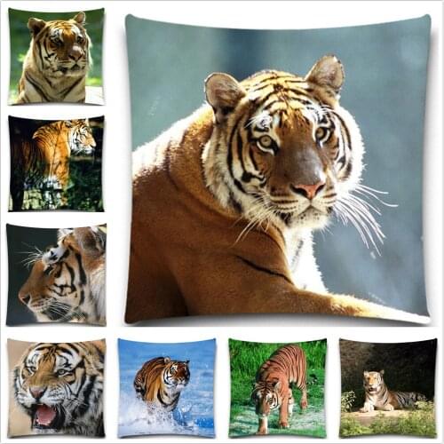 Tiger Pattern Cushion Covers Pillow Case Decorative Sofa Couch Throw Cotton Polyester Pillow Cover Present 5 size