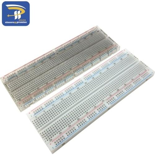 1pc NEW MB-102 MB102 Breadboard 830 Point Solderless PCB Bread Board Test Develop DIY White/Transparent