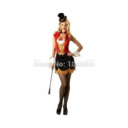Free shipping Sexy Circus Ringmaster Lion Tamer New Fancy Dress Costume Ladies S M L XL 2XL