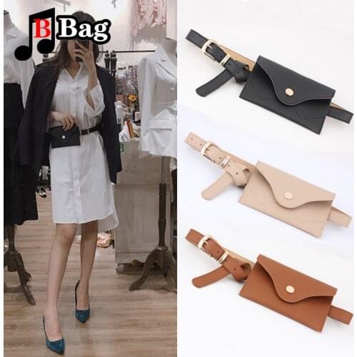 Fashion Belt Bags Phone Pocket PU Leather Waist Pouch Vintage Lady Fanny Pack Korean Mini Belt bag Dress Skirt Decoration