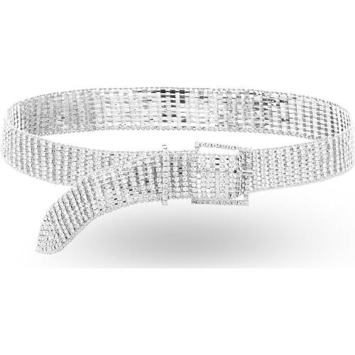 Exaggerated multi-row full body chain female personality rhinestone micro-set sexy slim waist chain belt LS12